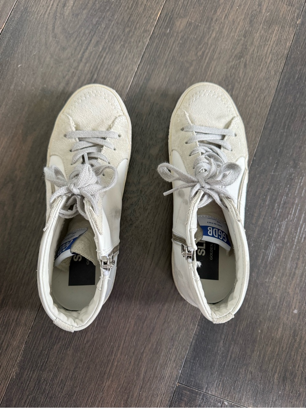 Golden Goose White High-Top Sneakers with Side Zip